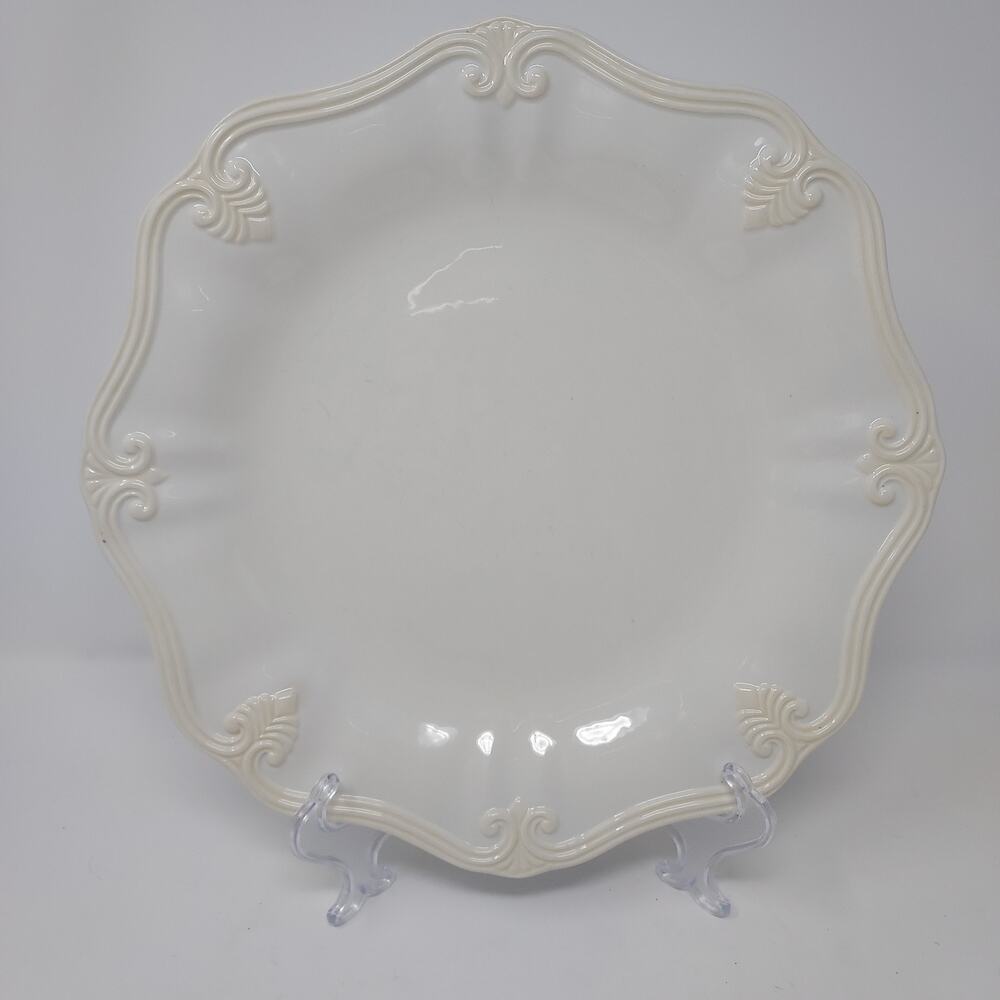 Lenox Butlers Pantry Gourmet Dinner Plate 12" Set of 2 Ivory Scroll Made Italy - Picture 2 of 9